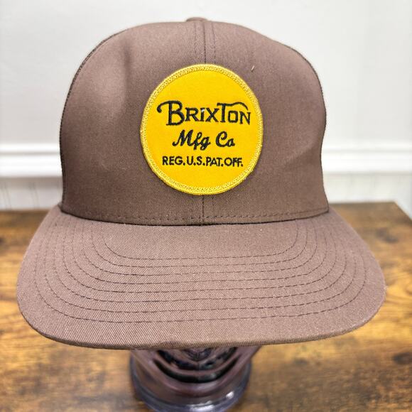 Brixton Manufacturing Co Trucker Hat Skater Skateboard Mesh Snapback Brown Cap - Picture 11 of 13